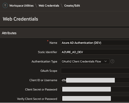 APEX Web Credentials